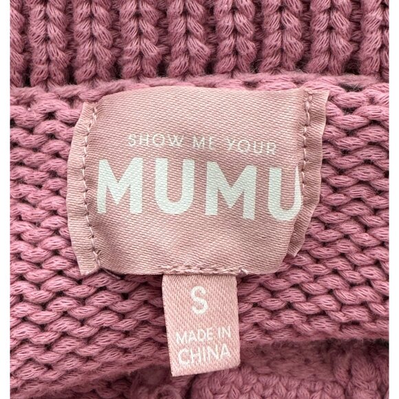 Show Me Your Mumu Crawford Collared Cropped Sweater Pink Knit Size S Cotton - Picture 3 of 10